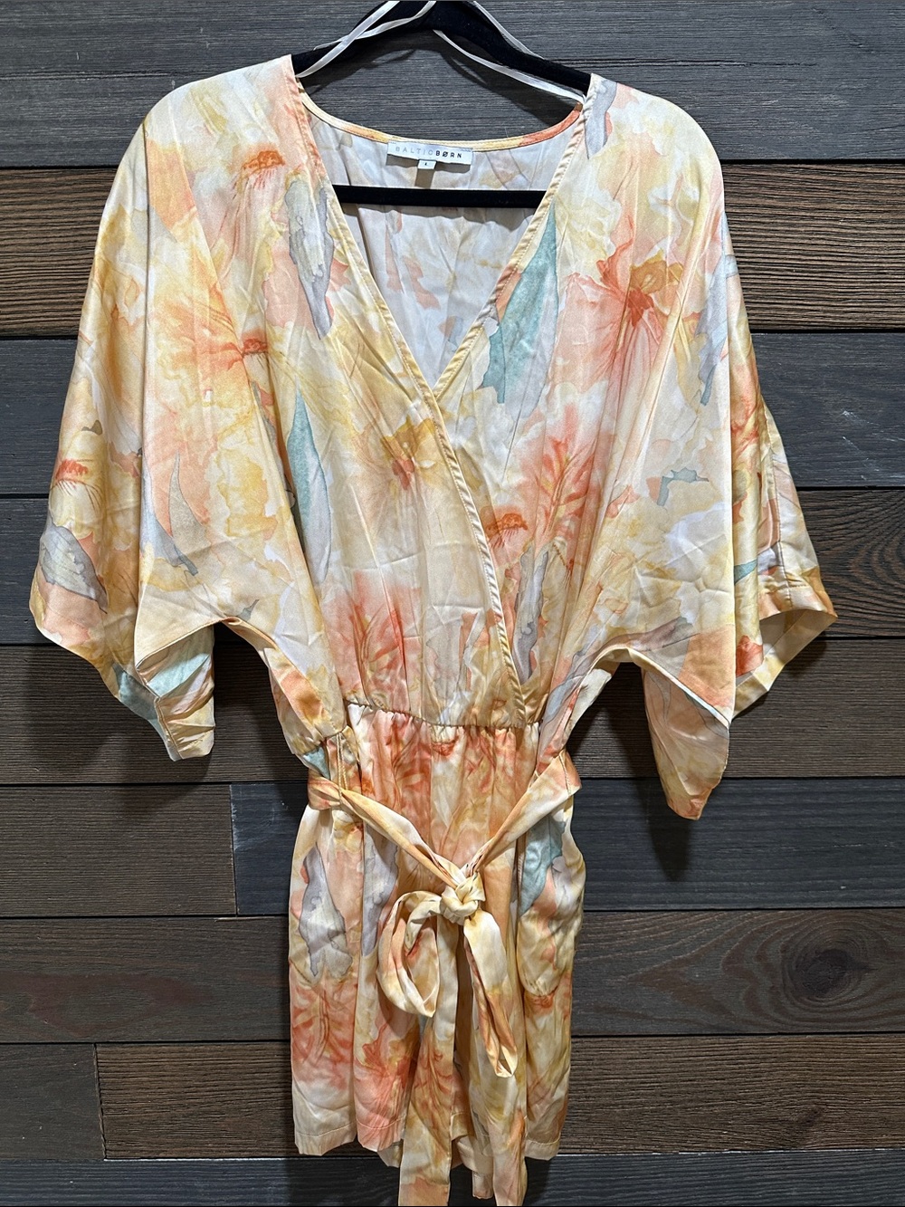 Baltic Born Cream and Peach Floral V-Neck Romper